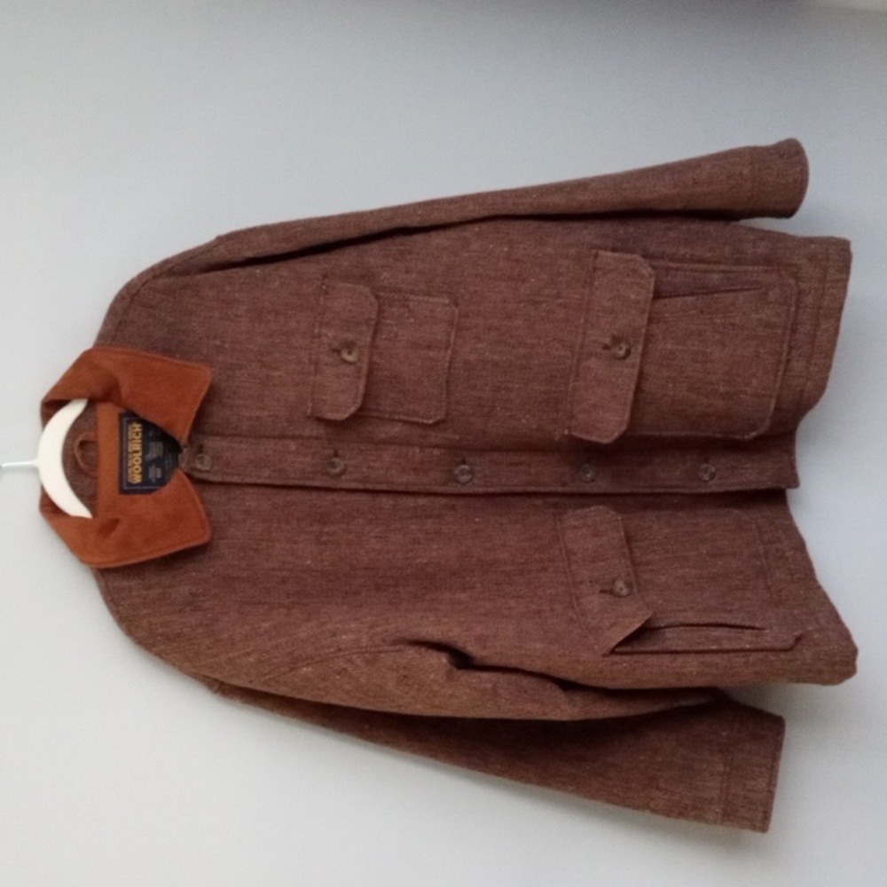 Vintage Woolrich John Rich & Bros. Classic Brown Herringbone Coat Size Large